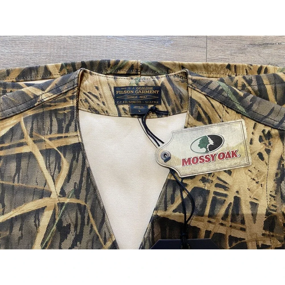 Filson Mossy Oak Rugged Twill Cruiser Mens L Shadow Grass Camo Field Vest Jacket - Picture 3 of 9